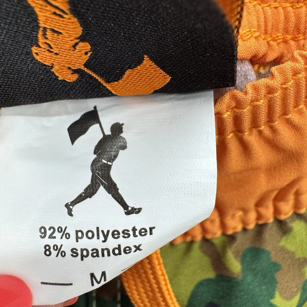 BASEBALLISM Mens Size Medium Camouflage Baseball Swim‎ Trunks Orange Trim